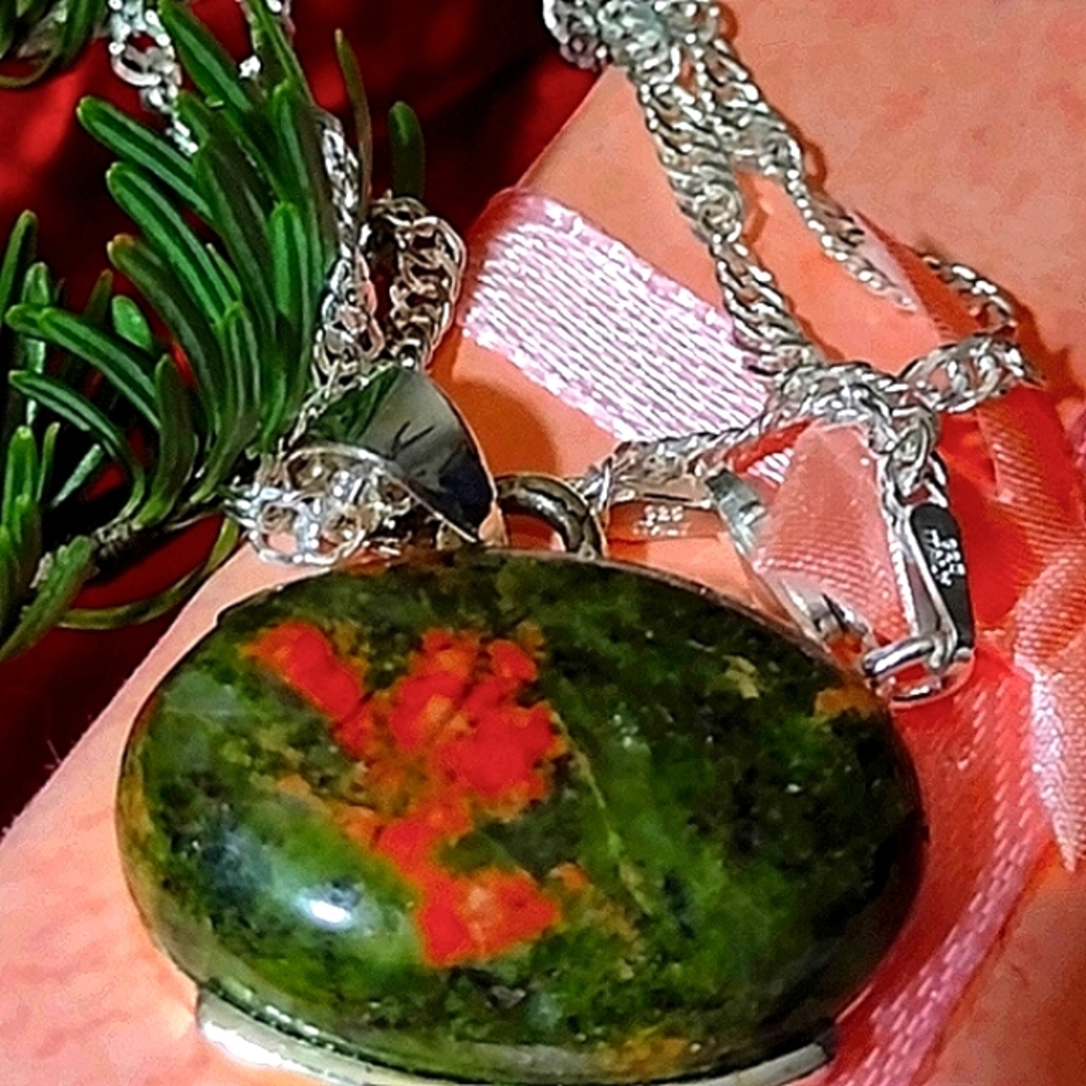 Grade "AAA" Green & Red Jasper .925